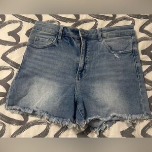 Altar'd State Light Blue Frayed Hem Denim Shorts